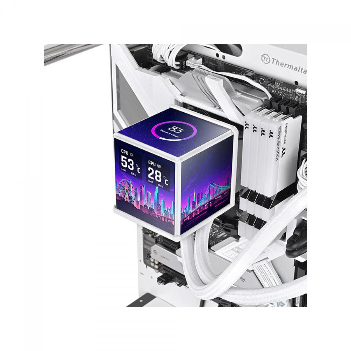 Water Cooler Thermaltake MineCube 360 Ultra ARGB Snow Edition, 360mm, 4 Telas LCD, Intel-AMD, Branco, CL-W482-PL12SW-A