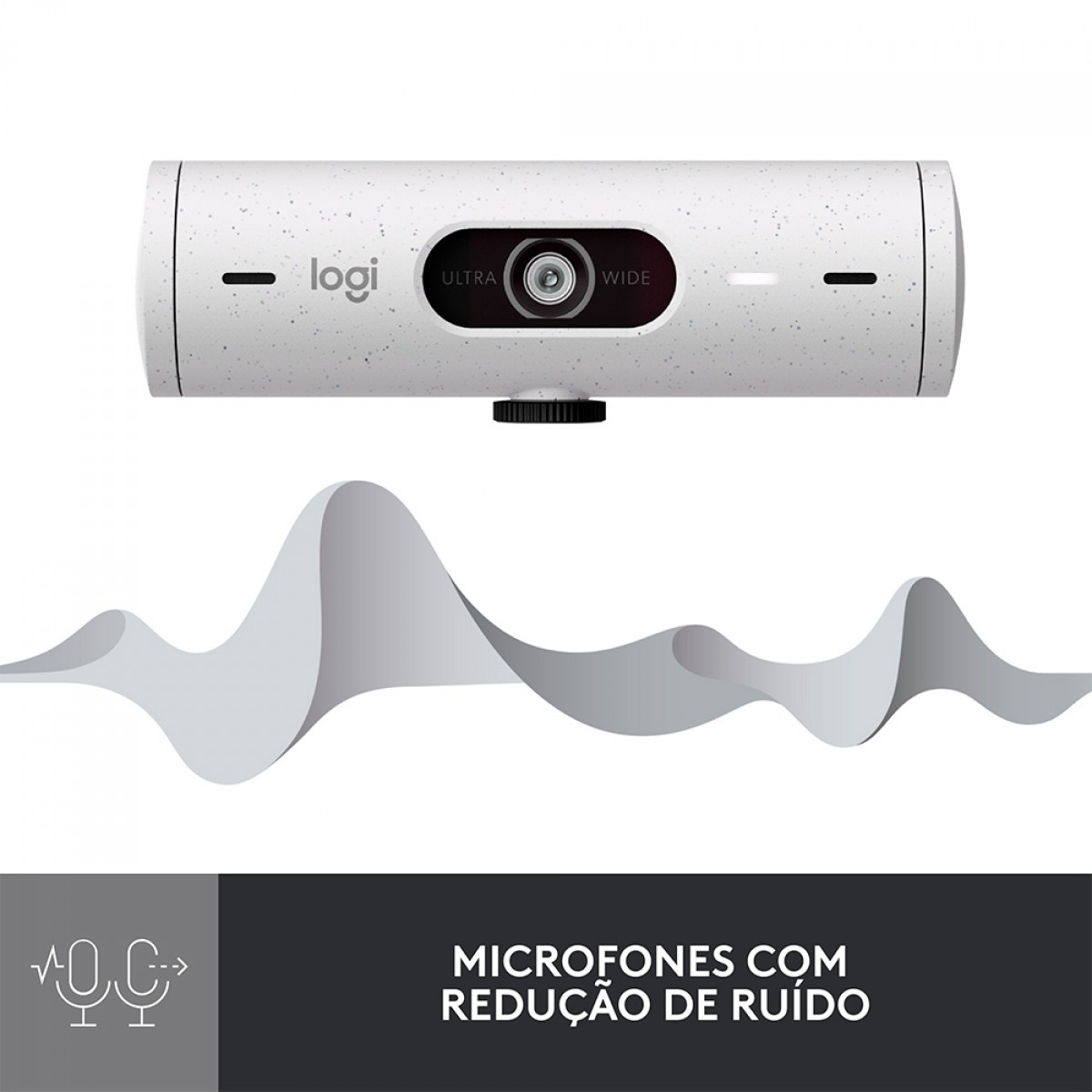 Webcam Logitech Brio 500, Full HD 1080P, 30 FPS, USB-C, Branco, 960-001426
