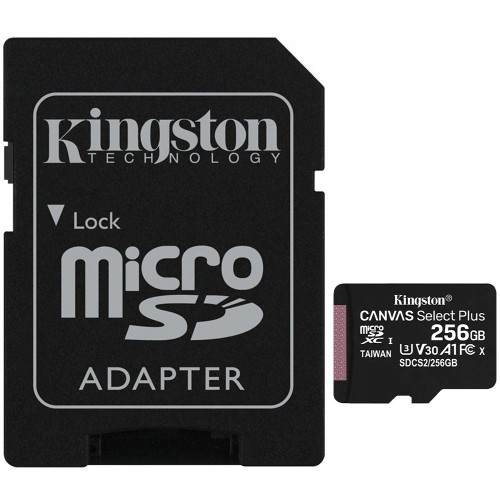 Cartão De Memória Kingston Canvas Select Plus, Microsd 256gb, Classe 10, Com Adaptador, SDCS2/256GB