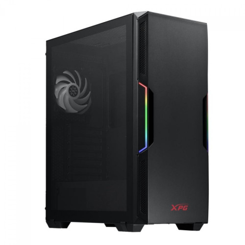 Gabinete Gamer XPG Starker, Mid Tower, Vidro temperado, Black, S/fonte, 2x Fans (1x Treisero ARGB, 1x Frontal), STARKER-BKCWW
