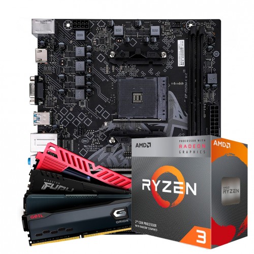 Kit Upgrade, AMD Ryzen 3 3200G, Placa Mãe Chipset A520, Memória 8GB DDR4