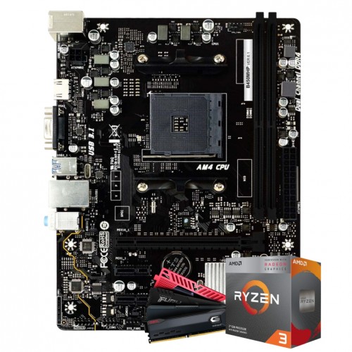 Kit Upgrade, AMD Ryzen 3 3200G, Placa Mãe Chipset B450, Memória 16GB DDR4