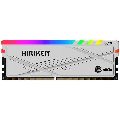 Memória DDR4 Gamer Ninja Hiriken, RGB, 8GB, 3200MHz, Branco, GN-RM-HK8G32C22WD4A