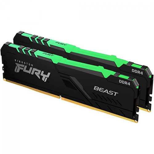 Memória DDR4 Kingston Fury Beast RGB, 16GB,(2x8GB), 3200Mhz, Preto, KF432C16BBAK2/16