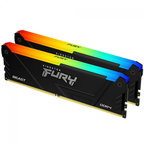 Memória DDR4 Kingston Fury Beast RGB, 32GB (2x16GB), 3200Mhz, Preto, KF432C16BB2AK2/32