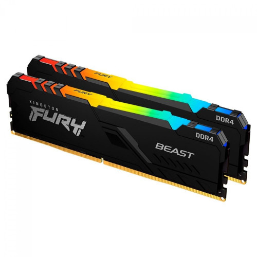 Memória DDR4 Kingston Fury Beast RGB, 32GB (2x16GB), 3600Mhz, Preto, KF436C18BBAK2/32