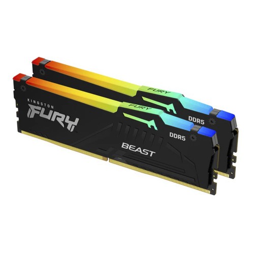 Memória DDR5 Kingston Fury Beast, RGB, 32GB (2x16GB), 5600Mhz, Black, KF556C36BBEAK2-32