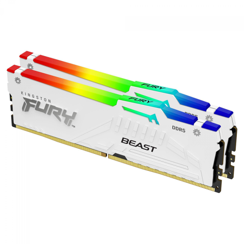 Memória DDR5 Kingston Fury Beast, RGB, 32GB (2x16GB), 6000Mhz, White, KF560C36BWEAK2-32