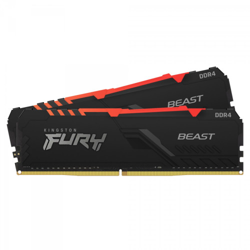 MEMÓRIA DDR4 KINGSTON FURY BEAST RGB, 16GB,(2X8GB), 3000MHZ, PRETO, KF430C15BBAK2/16