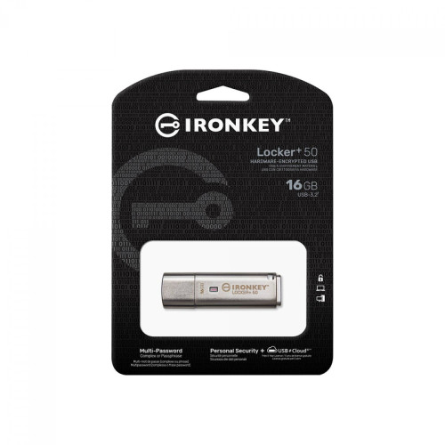Pendrive Kingston IronKey Locker+50, 16GB, USB 3.2, IKLP50/16GB