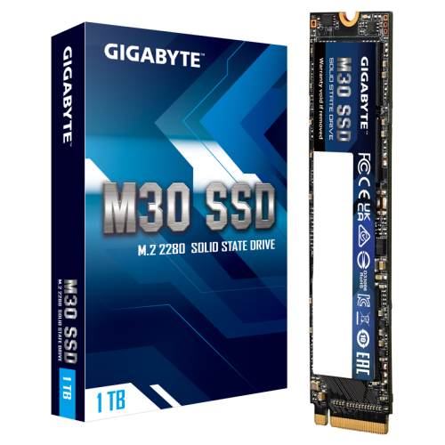 SSD Gigabyte M30, 1TB, M.2 2280, NVMe 1.3, Leitura 3500MB/s, Gravação 3000MB/s, GP-GM301TB-G
