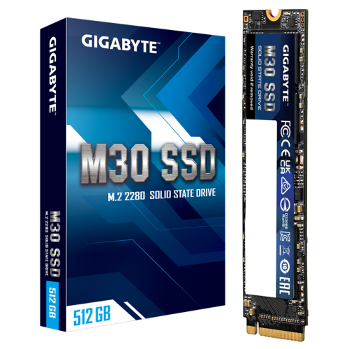 SSD Gigabyte M30, 512GB, M.2 2280, NVMe, Leitura 3500MBs e Gravação 2600MBs, GP-GM30512G-G