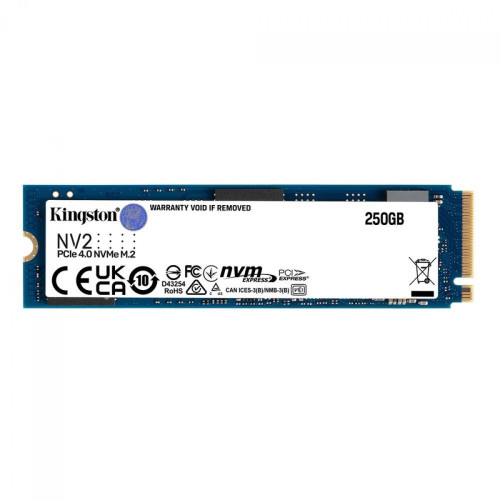 SSD Kingston NV2, 250GB, M.2 NVMe, 2280, Leitura 3000MBs e Gravação 1300MBs, SNV2S/250G