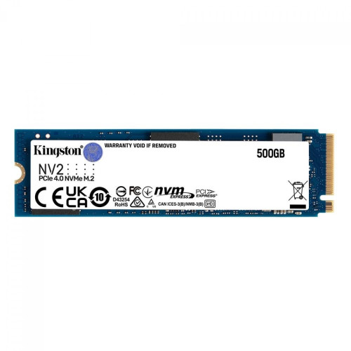 SSD Kingston NV2, 500GB, M.2 NVMe, 2280, Leitura 3500MBs e Gravação 2100MBs, SNV2S/500G