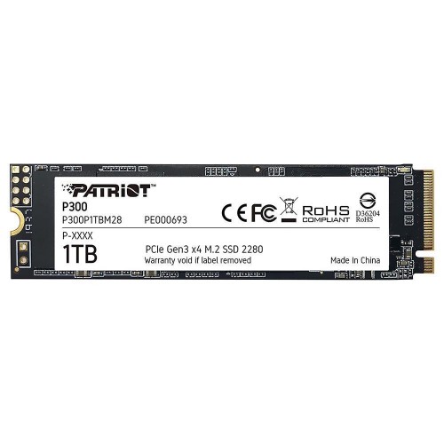 SSD Patriot P300, 1TB, M.2 2280, NVME PCIe, Leitura 2100MBs e Gravação 1650MBs, P300P1TBM28