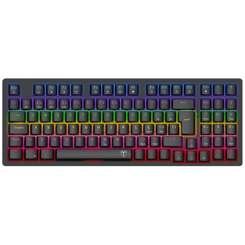 Teclado Mecânico Gamer T-Dagger Holysword, Rainbow, Wireless/Bluetooth, Switch Brown, ABNT2, Preto, T-TGK331-BR - Open Box