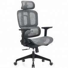 Cadeira de Escritório Dr. Office Business, Mesh, 3D, Ajustável, Suporta até 120kg, Preto e Cinza, DR-CH-BNR3DBGF