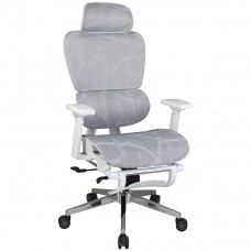 Cadeira de Escritório Dr. Office Master, Mesh, Ajustável, 3D, Cinza e Branca, DR-CH-MTR3DGWF
