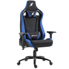 Cadeira Gamer SuperFrame Cleric, Reclinável, 4D, Tecido, Preta e Azul, SF-CH-CRR4DBBF
