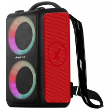 Caixa de Som Amplificada Amvox ACA 600 BagVox Red, Bluetooth, 600W, Múltiplas Conexões, Preto e Vermelho, ACA600