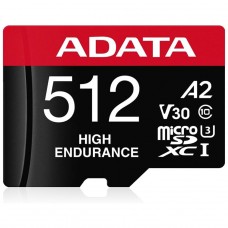 Cartão De Memória Adata High Endurance MicroSDXC/SDHC UHS-I, 512GB, Classe 10, Com Adaptador, AUSDX512GUI3V30SHA2-RA1