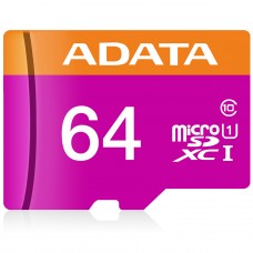 Cartão De Memória Adata Premier MicroSDXC/SDHC UHS-I, 64GB, Classe 10, Com Adaptador, AUSDX64GUICL10-RA1