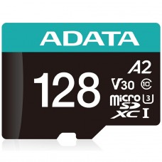 Cartão De Memória Adata Premier Pro MicroSDXC/SDHC UHS-I, 128GB, Classe 10, Com Adaptador, AUSDX128GUI3V30SA2-RA1