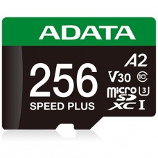 Cartão De Memória Adata Speed Plus MicroSDXC UHS-I, 256GB, Classe 10, Com Adaptador, UD256GUI3V30A2SP-RA1