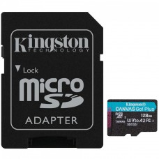 Cartão de Memória Kingston Canvas Go Plus, MicroSD 128GB, Com Adaptador, SDCG3/128GB