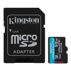 Cartão de Memória Kingston Canvas Go Plus, MicroSD 512GB, Com Adaptador, SDCG3/512GB