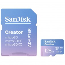 Cartão De Memória SanDisk Creator microSDXC UHS-I, 128GB, 190MBs, Com Adaptador, SDSQXAA-128G-GN6MS