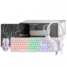 Combo Gamer BRX 4 em 1, Teclado, Mouse, Headset e Mousepad, Branco, RGB, CB-G593W