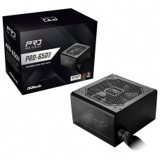 Fonte ASRock Pro, 650W, 80 Plus Bronze, ATX 3.1, PFC Ativo, Preto, PRO-650B