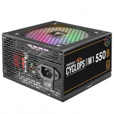 Fonte Gamdias Cyclops M1-550B, 550W, RGB, 80 Plus Bronze, Cybenetics, Teclab, PFC Ativo, Cabos Flat