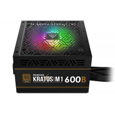 Fonte Gamdias Kratos M1 600W RGB, 80 Plus Bronze, PFC Ativo, M1-600