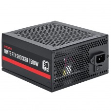 Fonte PCYes Shocker, 500W, 80 Plus White, PFC Ativo, Preto, PF500SHW