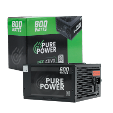 Fonte Pure Power, 600W, 80 Plus White, PFC Ativo, Black, PP-PSU2-600W PFC