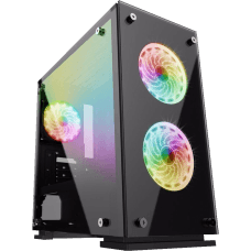 Gabinete Gamer Gamemax, Mid Tower, ​​​​​​​Vidro temperado, Com 3 Fans RGB, Black, Sem Fonte, H605-TA