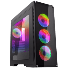 Gabinete Gamer Gamemax Rainbow M911 RGB, Mid Tower, Com 4 Fans, Vidro Temperado, Black, Sem Fonte