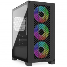 Gabinete Gamer Cooler Master Elite 301, ARGB, Vidro Temperado, Mid Tower, mATX, Com 3 Fans, Preto, E301-KGNN-S00