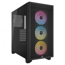 Gabinete Gamer Corsair 3000D Airflow, RGB, Mid Tower, Vidro Temperado, ATX, Black, Sem Fonte, Com 3 Fans, CC-9011255-WW