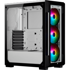 Gabinete Gamer Corsair, iCue 220T, Mid Tower, Vidro Temperado, White, Sem Fonte, Com 3 Fans, CC-9011191-WW
