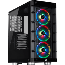 Gabinete Gamer Corsair iCue 465X, Mid Tower, Com 3 Fans, Vidro Temperado, Black, Sem Fonte, CC-9011188-WW