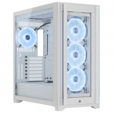 Gabinete Gamer Corsair iCUE 5000X QL Edition, RGB, Mid Tower, Vidro Temperado, EATX, Sem Fonte, Com 4 Fans, Branco, CC-9011233-WW