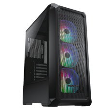 Gabinete Gamer Cougar Archon 2 Mesh RGB, Mid Tower, Vidro Temperado, ATX, Black, Sem Fonte, Com 3 Fans, 385CC50.0001  