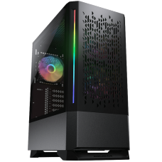 Gabinete Gamer Cougar MX430 AIR RGB, Mid Tower, Vidro Temperado, Black, ATX, Sem Fonte, Com 3 Fans, 3851C60.0001