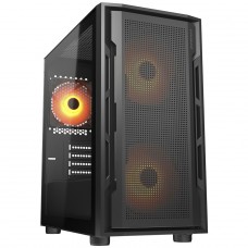 Gabinete Gamer Cougar Uniface Mini RGB, Mini Tower, Vidro Temperado, MATX, Com 3 Fan, Preto, 3855C90.0003