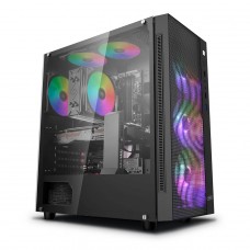 Gabinete Gamer DeepCool Matrexx 55 Mesh ADD-RGB 4F, Mid Tower, RGB, Vidro Temperado, Black, E-ATX, Sem Fonte, Com 4 Fans