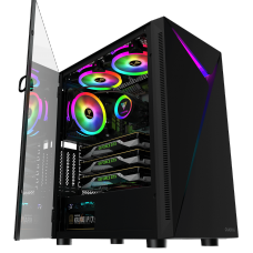 Gabinete Gamer Gamdias Argus E4 Elite, RGB, Mid Tower, Vidro Temperado, Black, Sem fonte, Sem Fan