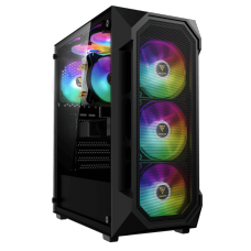 Gabinete Gamer Gamdias Aura GC1 Elite, Vidro Temperado, ATX, Mid Tower, RGB, Com 4 Fans, Sem Fonte, Black